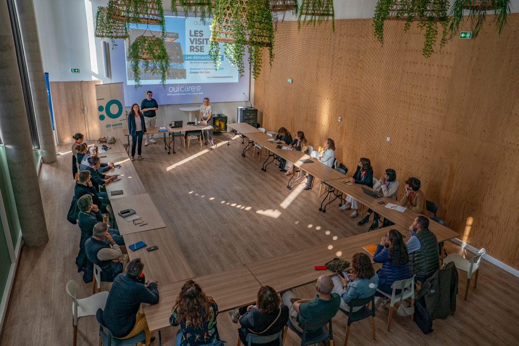 Présentation des engagements RSE dans les locaux Oui Care